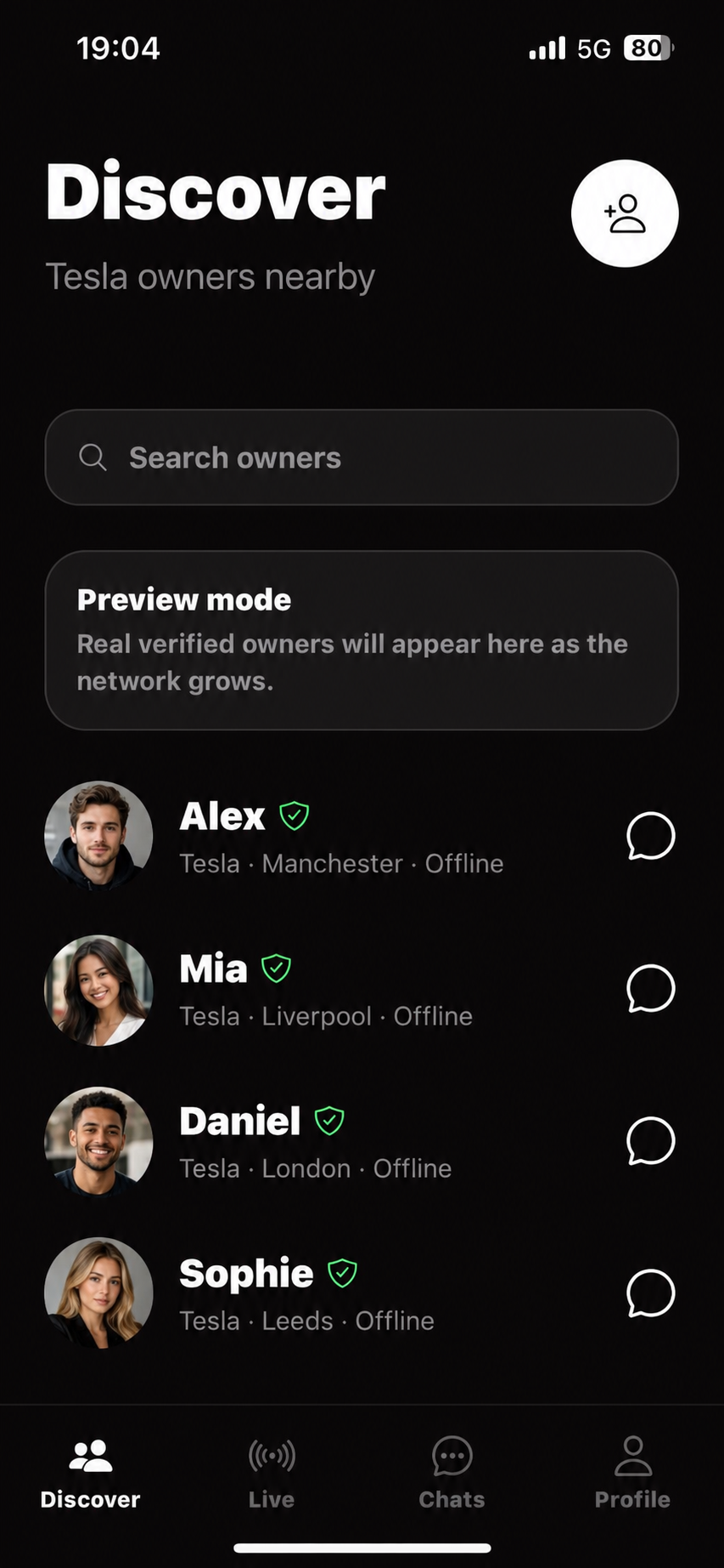 Discover verified Tesla owners