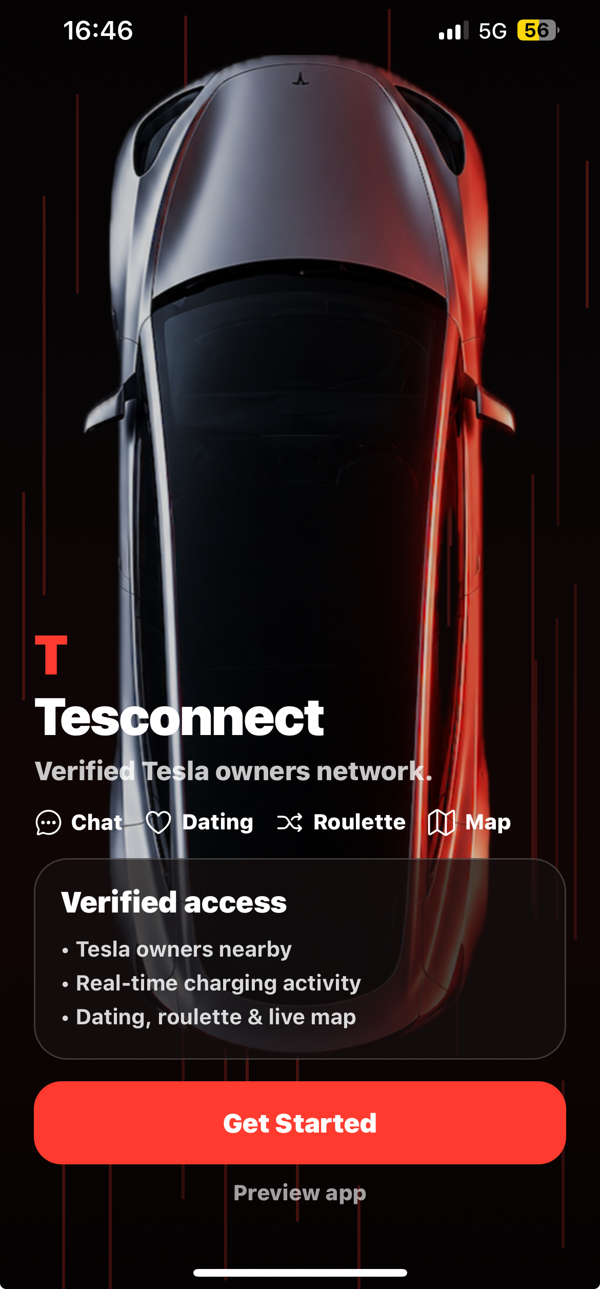 Tesconnect onboarding screen